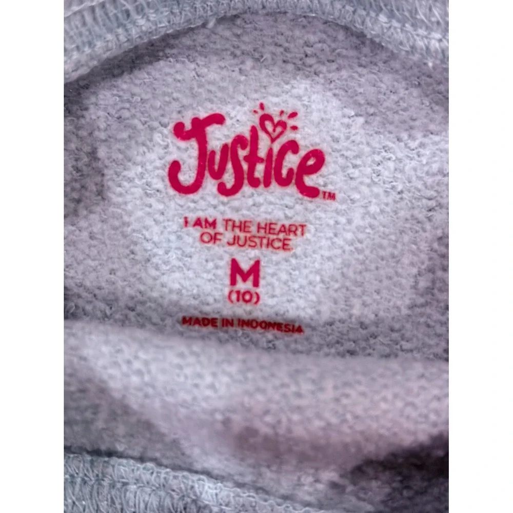 Justice I am the Heart Cropped Sweatshirt Girls M (10) Aqua Fleece Lined Graphic